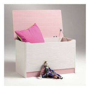 IDIMEX Spielzeugtruhe HANNAH mit Klemmschutz in weiß/rosa