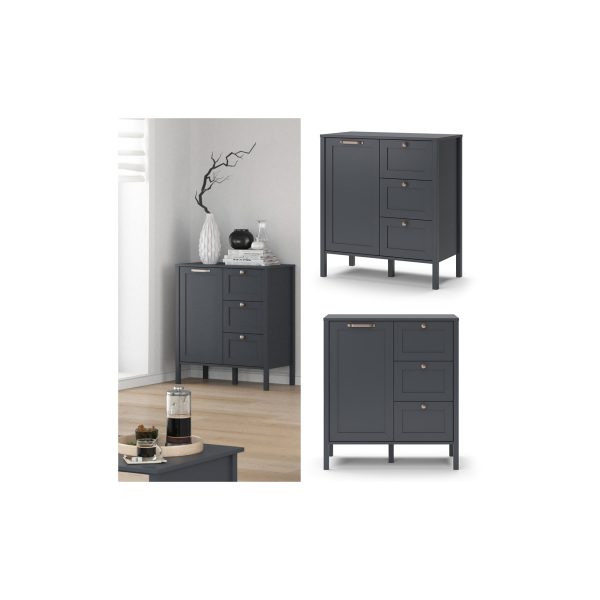 Vicco Kommode Wohnzimmerschrank Sideboard Ewan Anthrazit 80 cm Schublade Tür