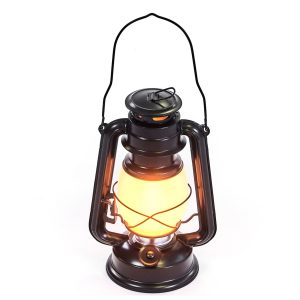 HUMAN COMFORT Sturm Laterne LED Camping Retro Lampe Zelt Leuchte USB Akku Metall