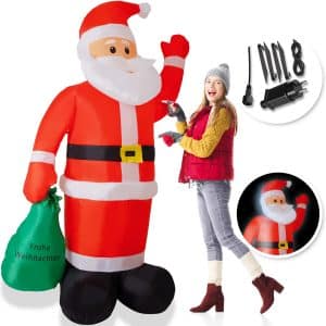 KESSER® Aufblasbarer Weihnachtsmann XXL LED beleuchtet inkl. Befestigungsmaterial Weihnachtsdekoration Weihnachtsdeko  Figur