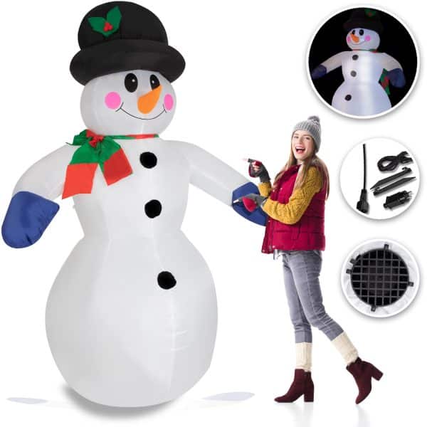 KESSER® Aufblasbarer Schneemann XXL 240cm LED-Beleuchtung Befestigungsmaterial Deko Schneemann Weihnachten