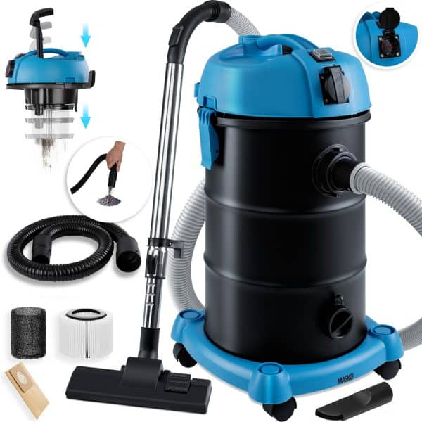 MASKO® 6IN1 Industriestaubsauger Staubsauger Nass Trocken Sauger Aschesauger 2300W + Steckdose ? Blasfunktion ? Trocken-Saugen & Nass-Saugen   Industrie-Sauger mit & ohne Beutel   beutellos