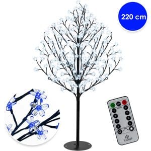 KESSER® Kirschblütenbaum mit Fernbedienung   Lichterbaum Indoor Outdoor Metallfuß Stabil   Weihnachten Beleuchtung Leuchtbaum  Warmweiß