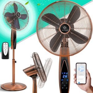 KESSER® Standventilator Metall mit Fernbedienung APP Funktion Wifi Timer Standlüfter - Oszillationsfunktion 80 Grad 55W – 3 Geschwindigkeitsstufen höhenverstellbarer Ventilator Standfuß