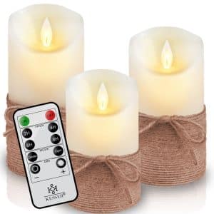 KESSER® LED Kerzen 3er Set Flammenlose Kerze mit Fernbedienung Timerfunktion Timer Dimmer Echtwachskerze 10cm 12
