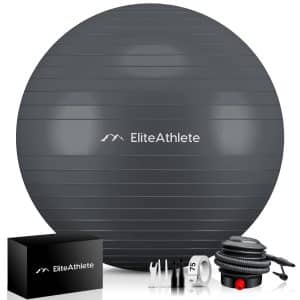 EliteAthlete® Gymnastikball Sitzball Büro ergonomisch mit Anti Burst System - Fitness Yoga Pilates Schwangerschaft - Schwangerschaftsball Fitnessball Yogaball - Yoga Ball inkl. Luftpumpe - Grey 55cm