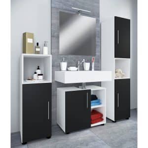 VCM 4-tlg. Badmöbel Set Komplett Badschrank Unterschrank Hochschrank Flandu Ill