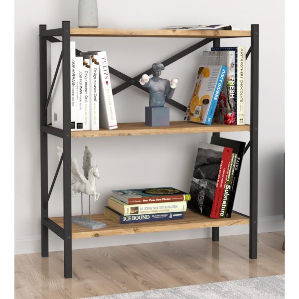 VCM Holz Metall Aufbewahrung Stand Regal Bücherregal Deko Bücher Standregal Insasi 2
