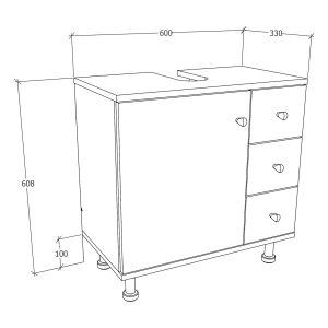 VCM Holz Badmöbel Badunterschrank Waschbeckenunterschrank Schublade Nilosi M