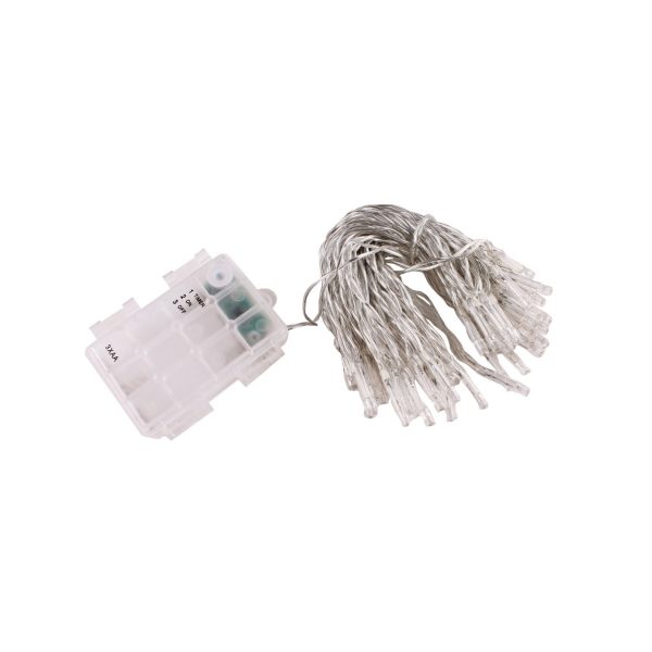 LEX 50er LED Batterie-Lichterkette Weiß mit Timerfunktion