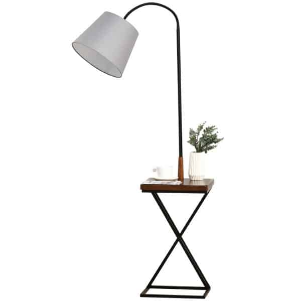 HOMCOM Stehlampe mit Tisch braun