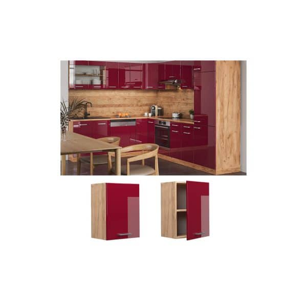 Vicco Hängeschrank Küchenschrank Küchenzeile R-Line 45 cm Eiche Bordeaux Tür Fächer