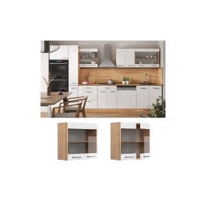 Vicco Hängeglasschrank Küchenschrank Küchenzeile R-Line 60 cm Eiche Weiß Tür Fächer