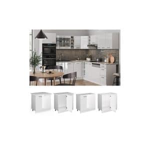 Vicco Eckunterschrank Küchenschrank Küchenzeile R-Line 86 cm Weiß Tür Hochglanz Arbeitsplatte