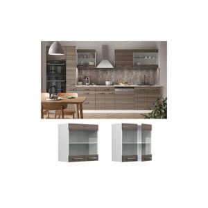 Vicco Hängeglasschrank Küchenschrank Küchenzeile R-Line 60 cm Weiß Edelgrau Tür Fächer