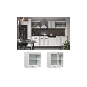 Vicco Hängeglasschrank Küchenschrank Küchenzeile R-Line Landhaus 60 cm Weiß Tür Fächer