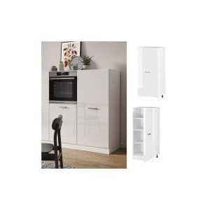 Vicco Backofenumbauschrank Küchenschrank Küchenzeile R-Line 60 cm Weiß große Tür Hochglanz