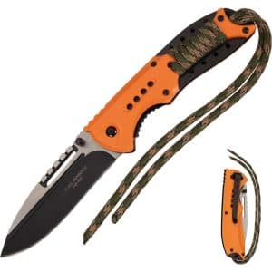 HERBERTZ Einhandmesser Orange Survival Klappmesser Paracord Taschenmesser AISI