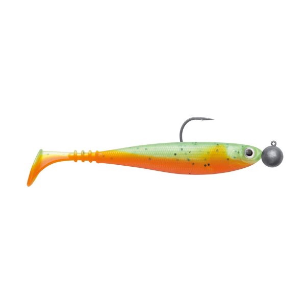 Jackson Zanderbait 10cm Rigged Green Orange Zanderangeln Gummifisch montiert