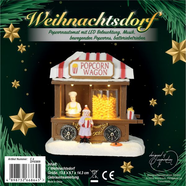 Weihnachtsdorf Popcornautomat mit LED Beleuchtung