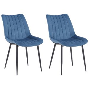 CLP 2er Set Stühle Rahden Samt Mit Schwarzem Gestell Und Einer Sitzhöhe Von 46 cm I Polsterstühle Mit Gestepptem Sitz