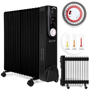 KESSER® Ölradiator - Elektrische Heizung  2500W Öl Radiator  Elektroheizung Mobil Timer Lüfter Abschaltautomatik stufenlose Temperaturregelung Überhitzungsschutz