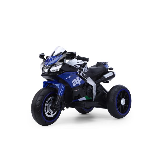 Moni Kinder Elektromotorrad Panorama LED-Lichter MP3-Anschluss Kunststoffräder blau