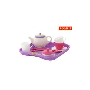 Polesie Kinder-Teeservice 58959 Alice 13-teilig Tassen Löffel Teekanne Tablett lila