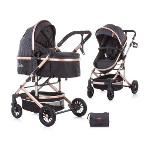 Chipolino Kombikinderwagen 2 in 1 Estelle Babywanne Sportsitz verstellbar schwarz