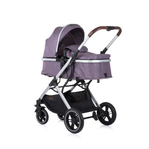 Chipolino Kinderwagen Zara 2 in 1 Wickeltasche Hinterradbremse Schwenkräder Korb lila