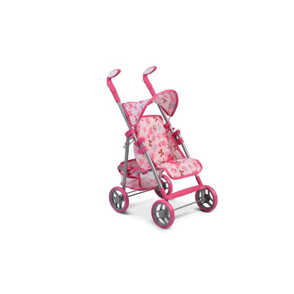 Moni Puppenwagen Flower Garden verstellbare Rückenlehne und Griffe klappbar Korb pink