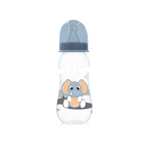 Baby Care Babyflasche 250 ml Tiere Silikonsauger Größe 0+ Schutzdeckel ab Geburt blau