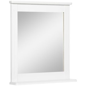 kleankin Badezimmerspiegel mit Ablage weiß 55L x 12B x 64H cm   badspiegel mit ablage  badezimmerspiegel  wandspiegel  spiegel