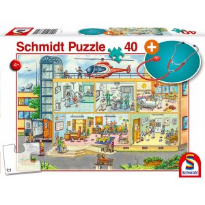 Schmidt Spiele Puzzle Kinderkrankenhaus + Stethoskop + AddOn 40 Teile