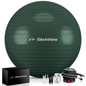 EliteAthlete® Gymnastikball Sitzball Büro ergonomisch mit Anti Burst System - Fitness Yoga Pilates Schwangerschaft - Schwangerschaftsball Fitnessball Yogaball - Yoga Ball inkl. Luftpumpe - Forest 55cm