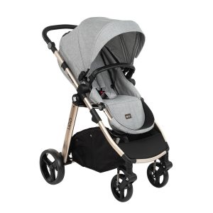 Kikkaboo Kinderwagen 3 in 1 Ugo Autositz Tragetasche Sportsitz Griff einstellbar grau/hellgrau