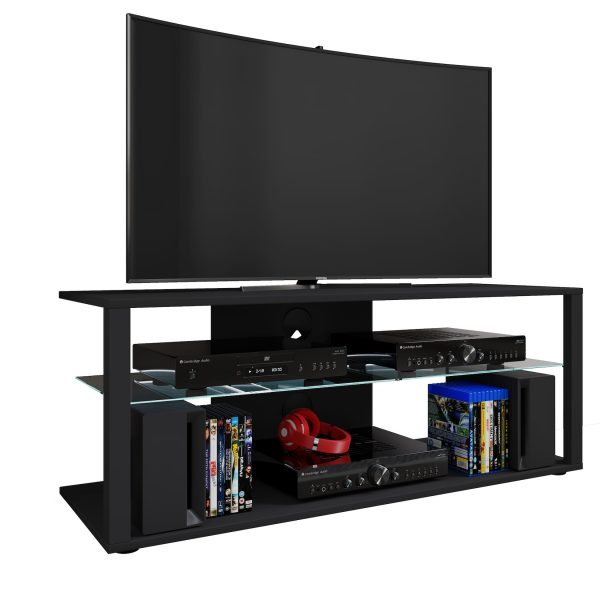 VCM Holz TV Lowboard Fernsehschrank Rack Konsole Möbel Fernsehtisch Fernseh Phono Glas Folas XL