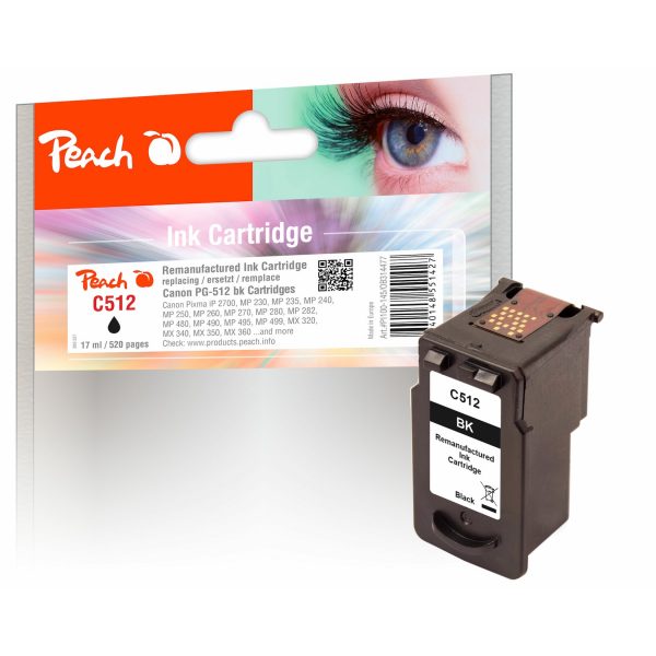 Peach C512BK Druckkopf XL bk ersetzt Canon PG-512BK