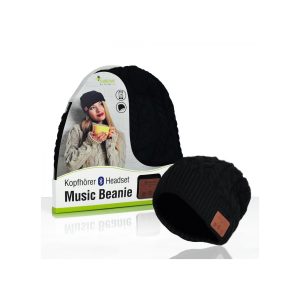 Sharon Music Beanie Bluetooth Kopfhörer-Mütze mit Zopfmuster schwarz