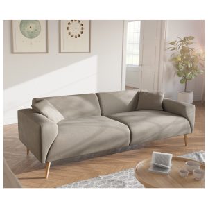 Couch Svea 220x90 cm Mikrofaser Beige 3-Sitzer
