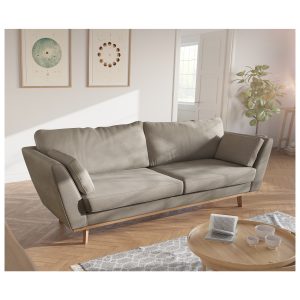 Couch Mena 225x90 cm Mikrofaser Beige 3-Sitzer