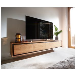 TV-Board Stonegrace Akazie Natur 200 cm 4 Türen Steinfurnier schwebend Lowboard