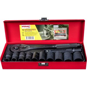 WMC Tools Steckschlüssel Set 12-teilig Werkzeugsatz Werkzeugkoffer 1/2 Zoll Sechskant