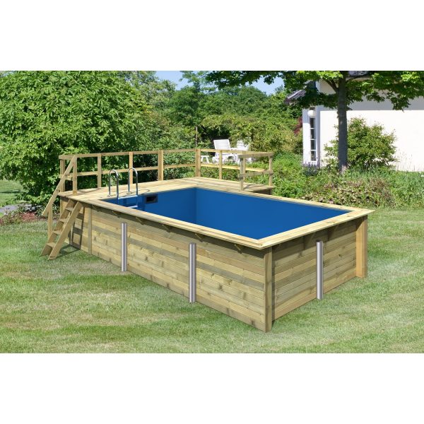 Karibu   Rechteckiger Massivholz Pool 350 x 530 cm   Set mit 2 Sonnenterrassen inkl. Holzpool