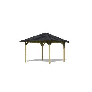 CHILLROI Quadratischer Holzpavillon 289 x 289 cm SET mit Dachschindeln   Gartenpavillon   Terrassenüberdachung