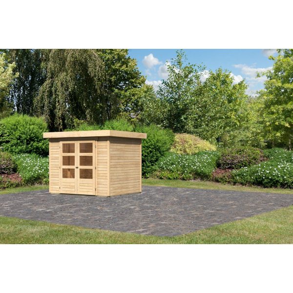 Karibu Gartenhaus "Calabar 3" SET naturbelassen mit Boden und Dachfolie