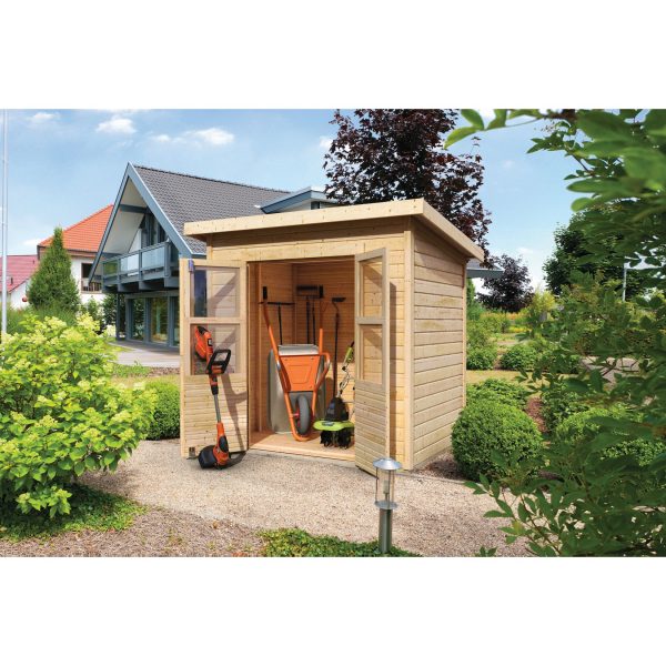 Karibu Gartenhaus "Kano 3" SET naturbelassen mit Dachbahn