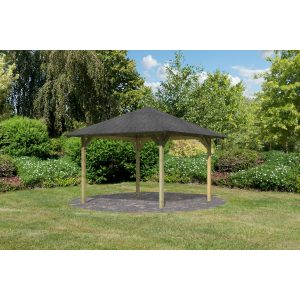 Karibu Pavillon "Jalingo 1" SET kdi mit Schindeln schwarz