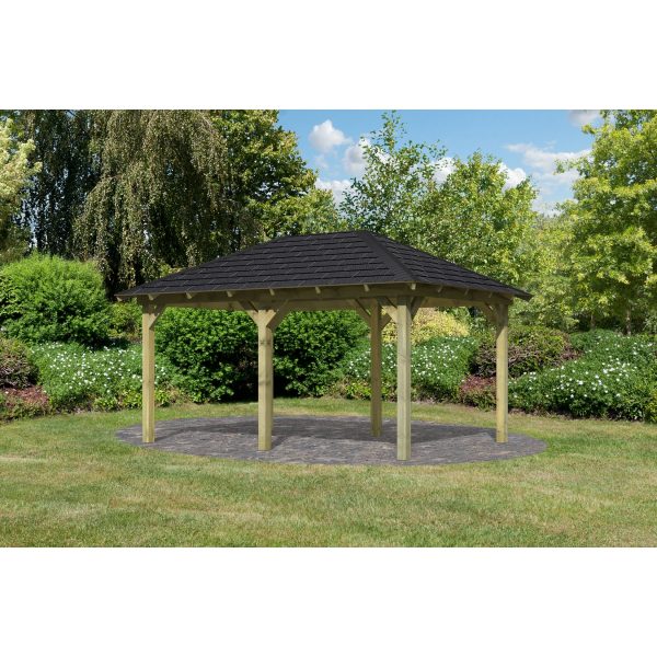 Karibu Pavillon "Jalingo 2" SET kdi mit Schindeln schwarz