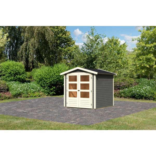 Karibu Gartenhaus "Asaba 2" SET terragrau mit Boden